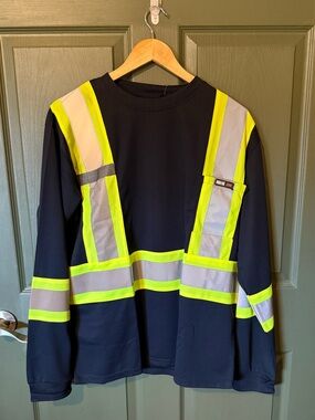 High-Visibility Black & Lime Crewneck Work Sweater